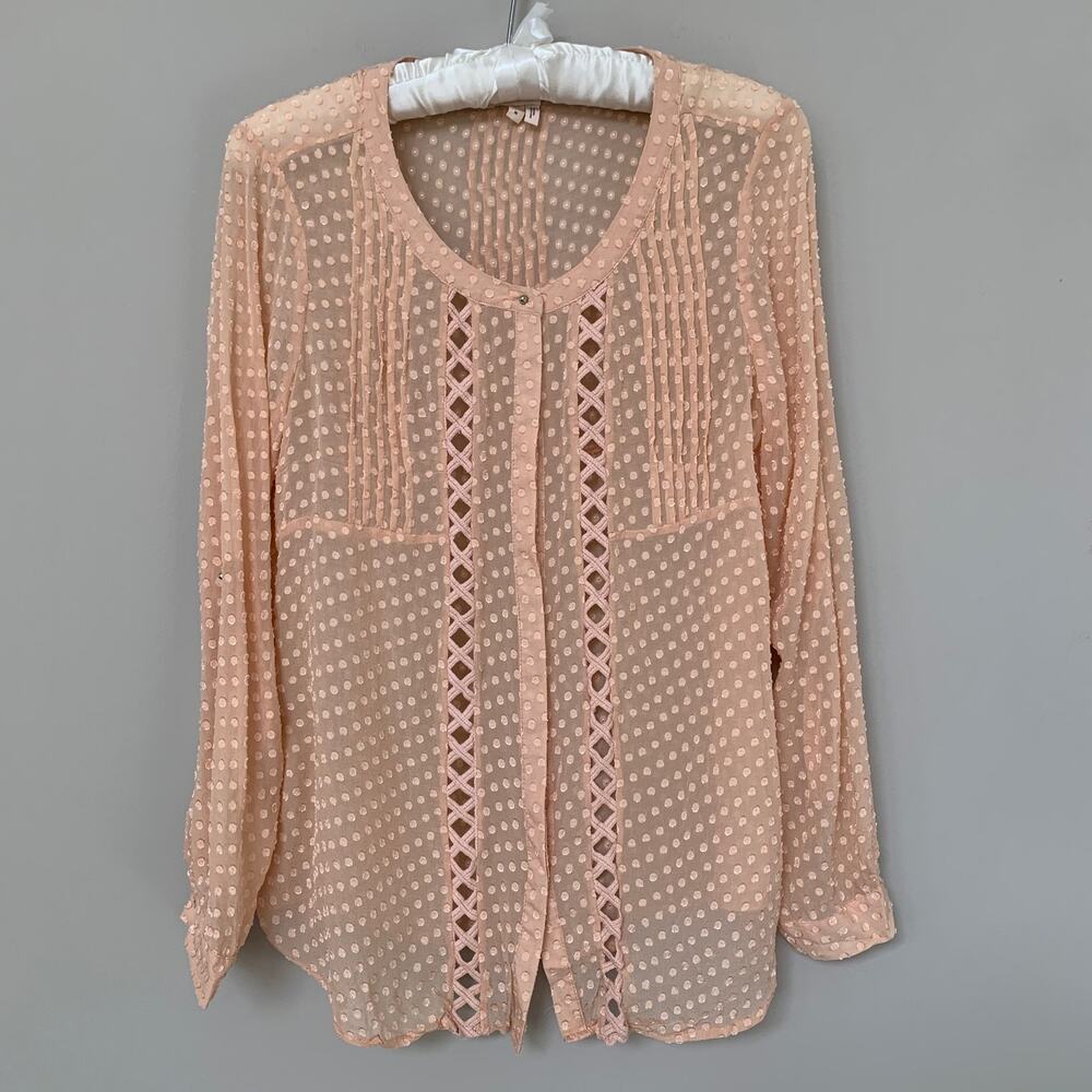 Meadow Rue Peach Polka Dot Blouse